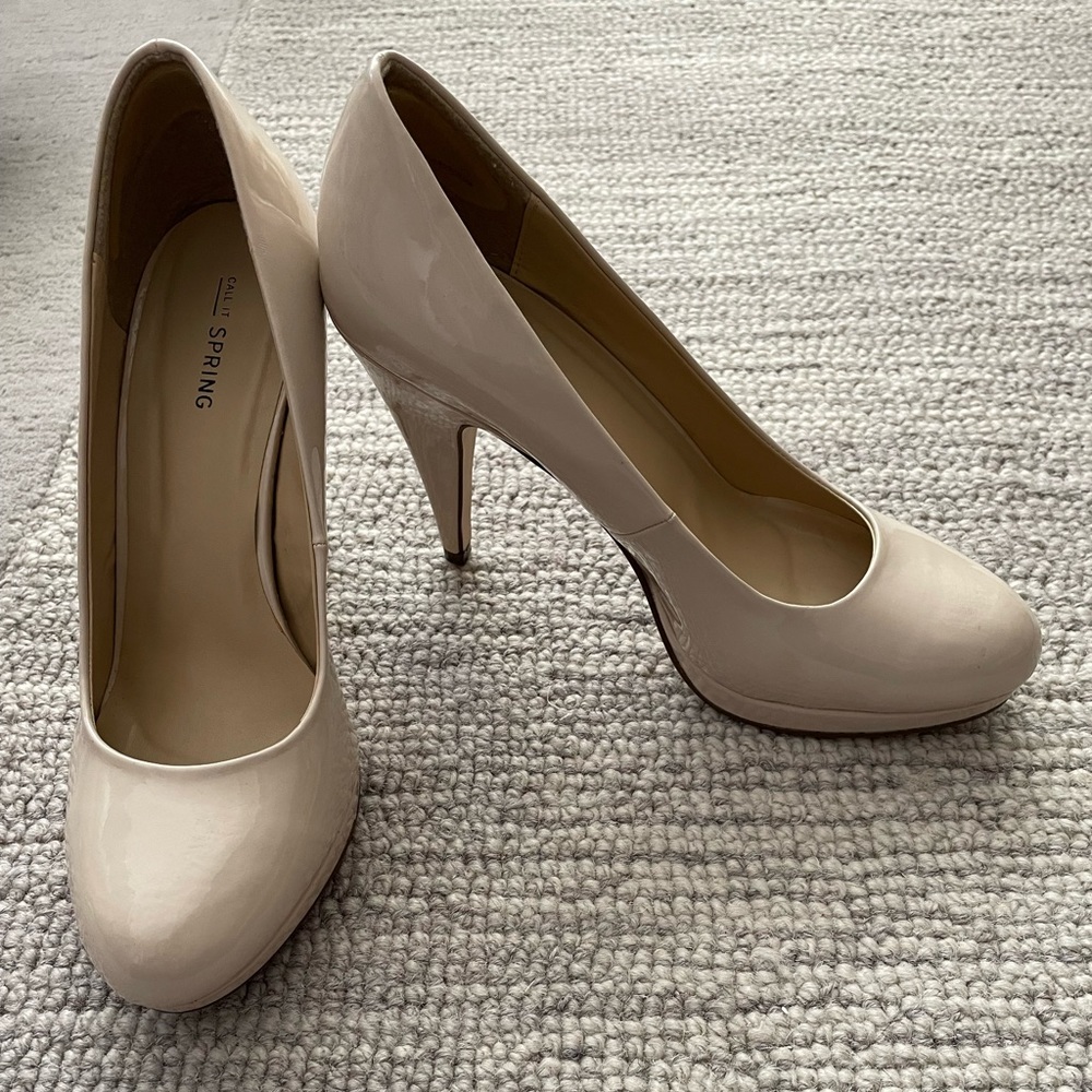 Call It Spring Cream Patent "Jane" High Heel
